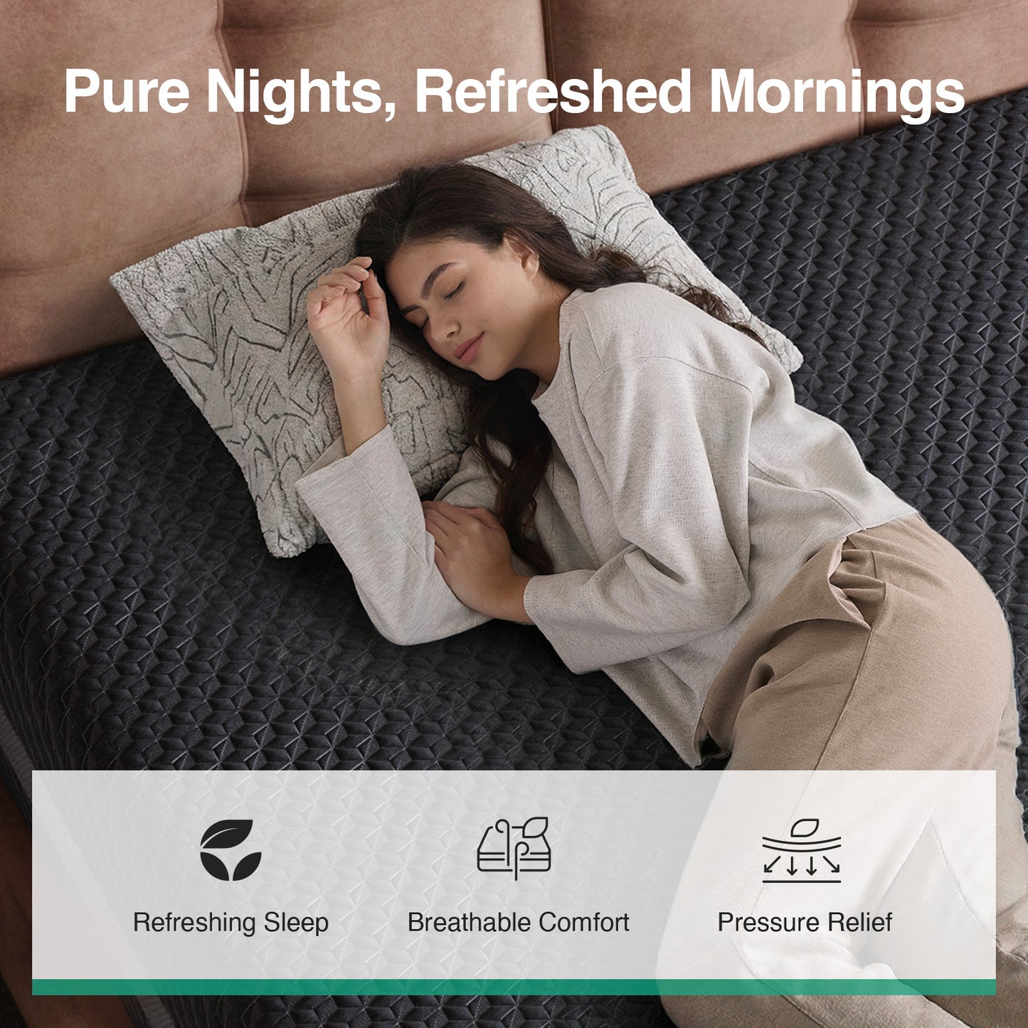1914 Novilla Mattress, Gel Memory Foam Mattress for Body Contouring & Consistent Pressure-Relieving Support, with Green Tea-Infused Foam, Medium Firm, Mattresses in a Box