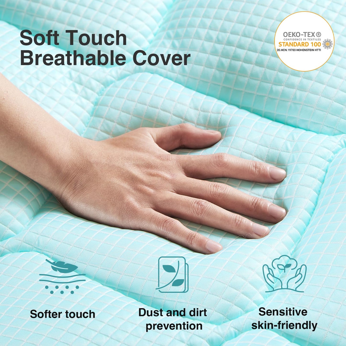 Novilla Cooling Mattress Topper Queen Size,Mattress Pad with Deep Pocket for 8-21" Mattress,Soft Pad Cover for Back Pain Relief,3D+7D Down Alternative Bed Topper for Hot Sleepers