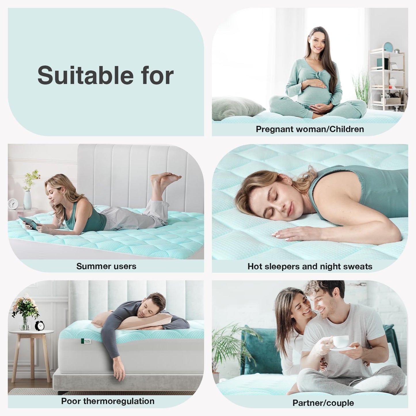 Novilla Cooling Mattress Topper California King Size,Mattress Pad with Deep Pocket for 8-21" Mattress,Soft Pad Cover for Back Pain Relief,3D+7D Down Alternative Bed Topper for Hot Sleepers